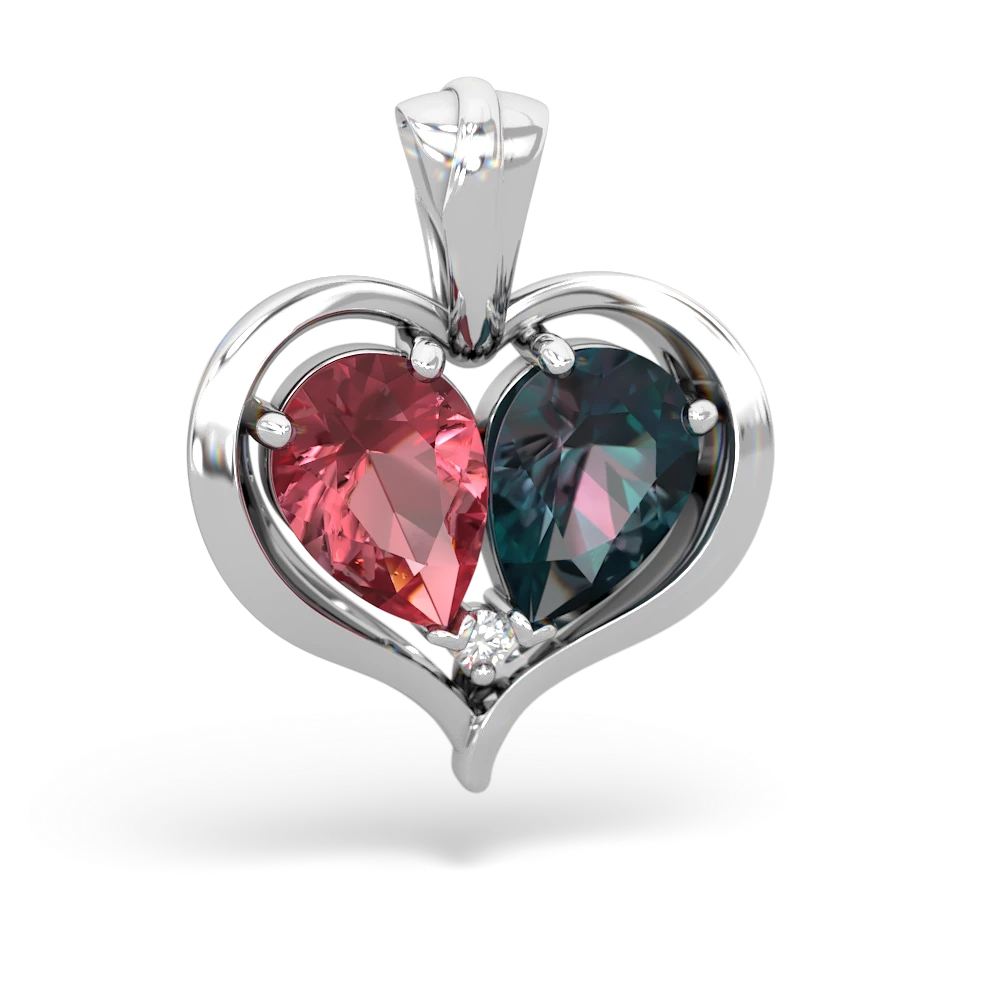 Pink Tourmaline Two Become One 14K White Gold pendant P5330