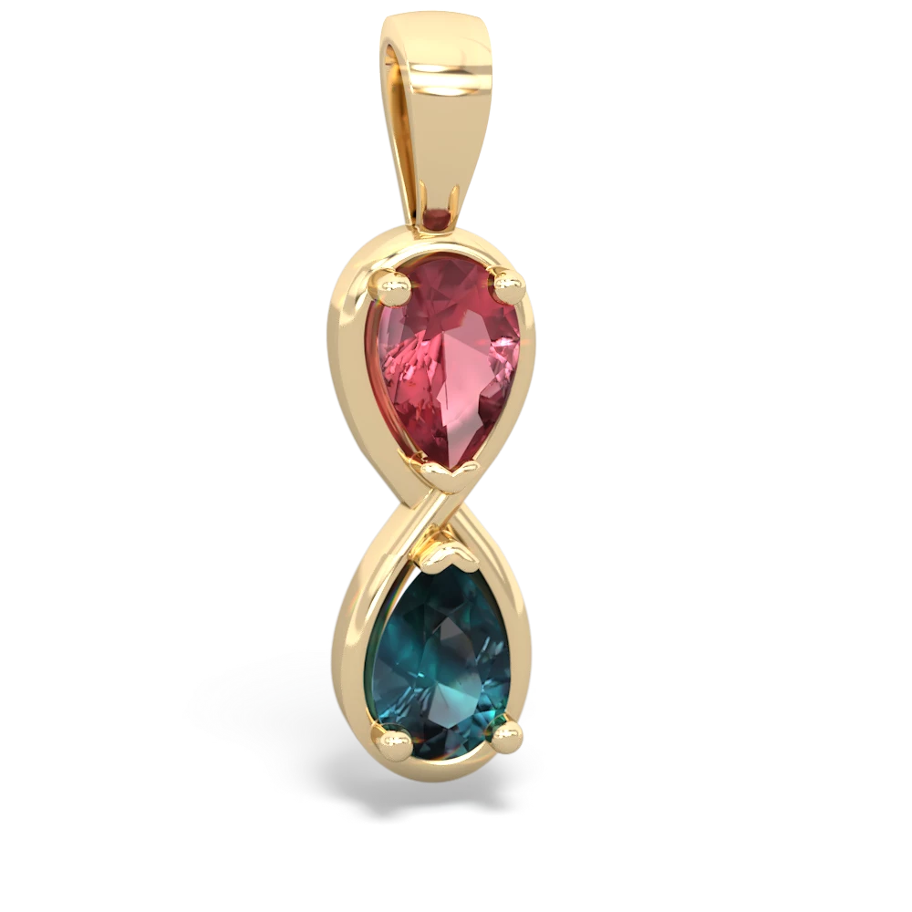 Pink Tourmaline Infinity 14K Yellow Gold pendant P5050