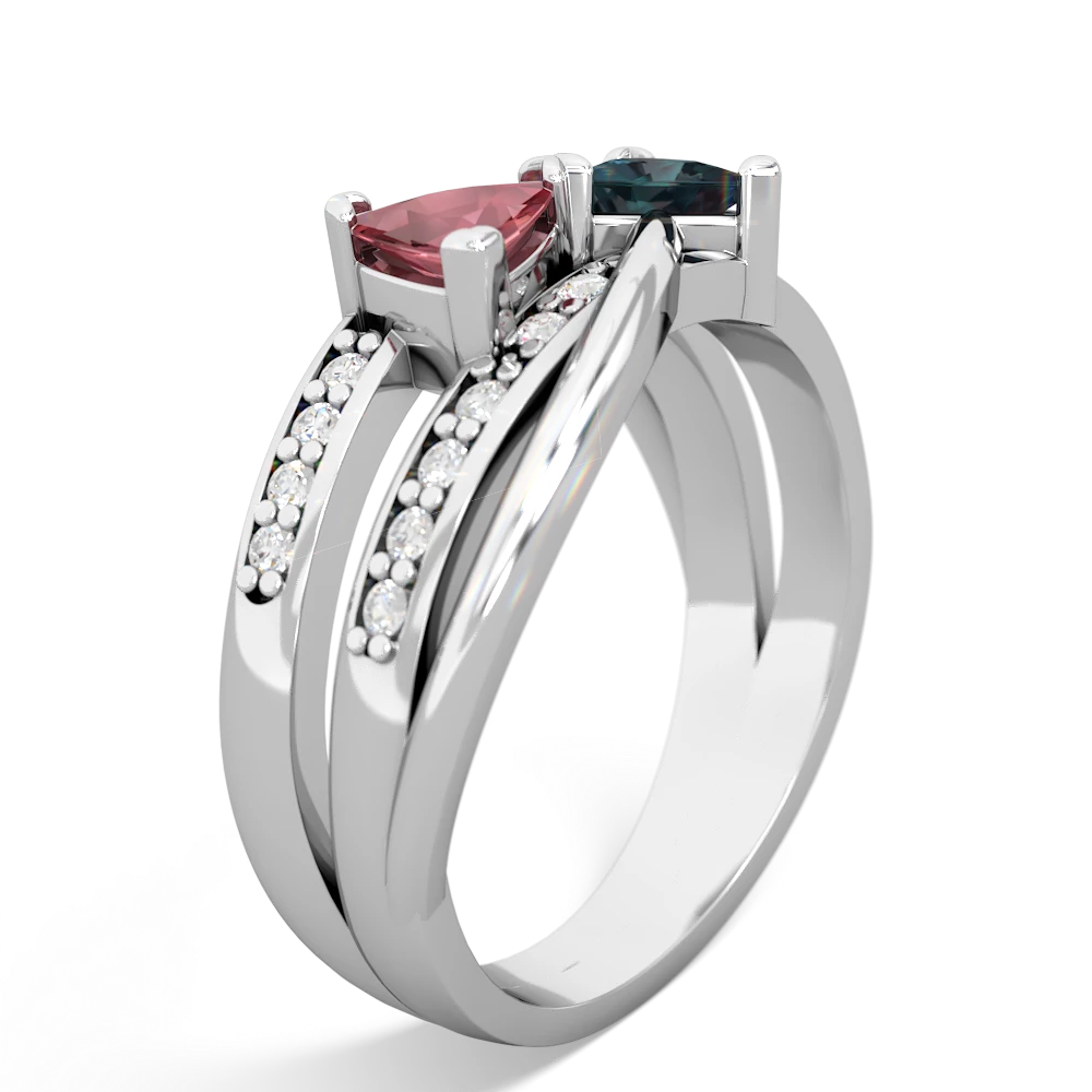 Pink Tourmaline Bowtie 14K White Gold ring R2360