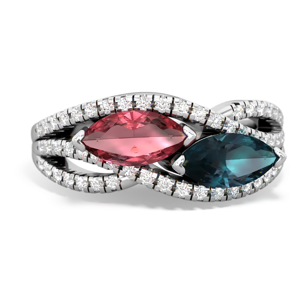 Pink Tourmaline Diamond Rivers 14K White Gold ring R3070