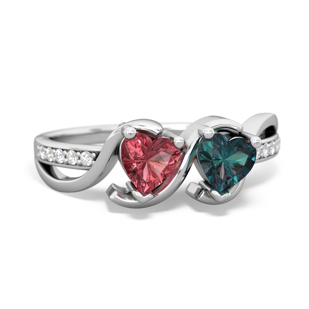 Pink Tourmaline Side By Side 14K White Gold ring R3090