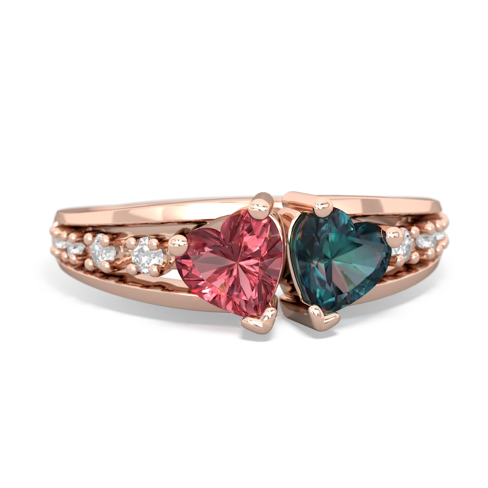 Pink Tourmaline Heart To Heart 14K Rose Gold ring R3342