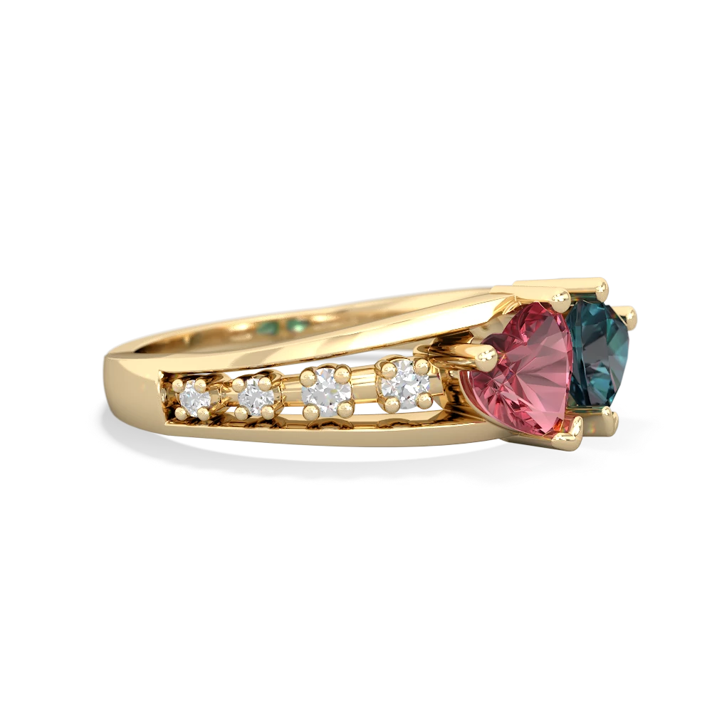 Pink Tourmaline Heart To Heart 14K Yellow Gold ring R3342