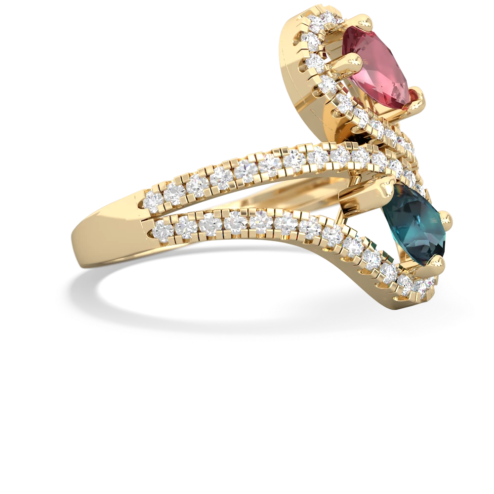 Pink Tourmaline Diamond Dazzler 14K Yellow Gold ring R3000