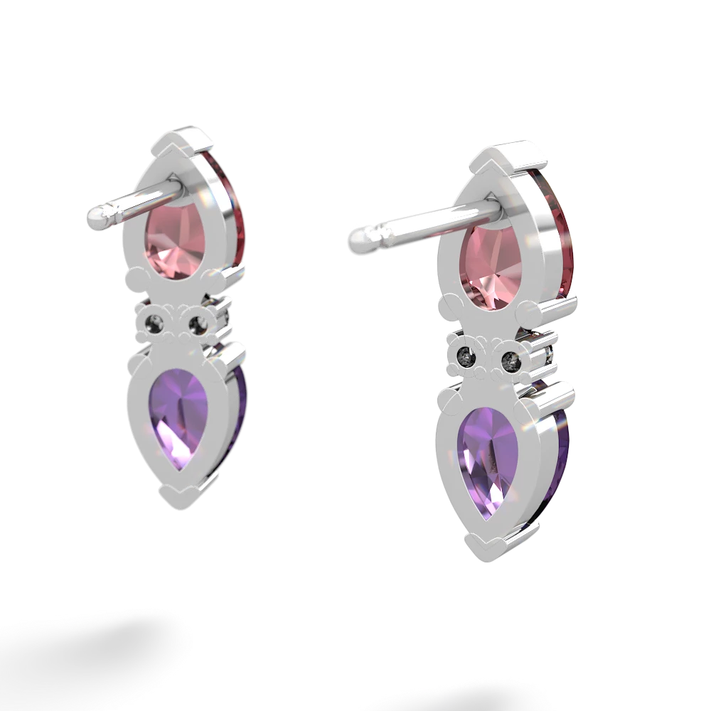 Pink Tourmaline Bowtie Drop 14K White Gold earrings E0865