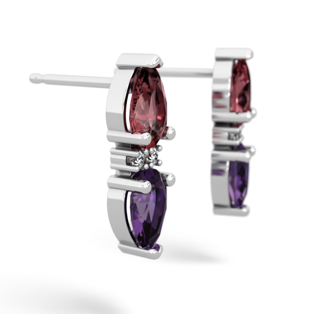 Pink Tourmaline Bowtie Drop 14K White Gold earrings E0865