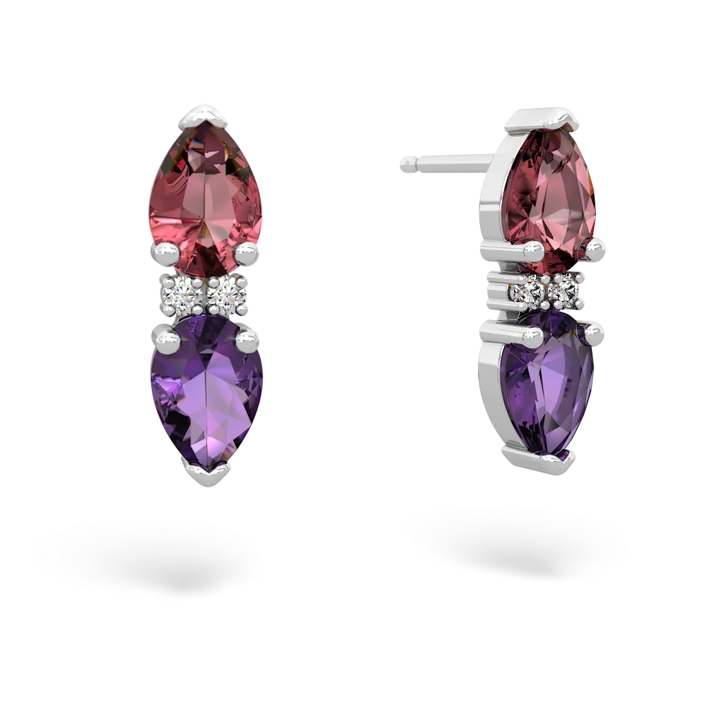 Pink Tourmaline Bowtie Drop 14K White Gold earrings E0865