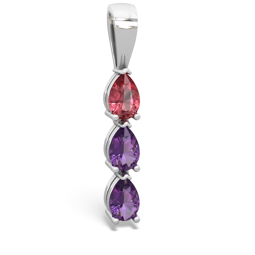 Pink Tourmaline Dew Drops 14K White Gold pendant P2251