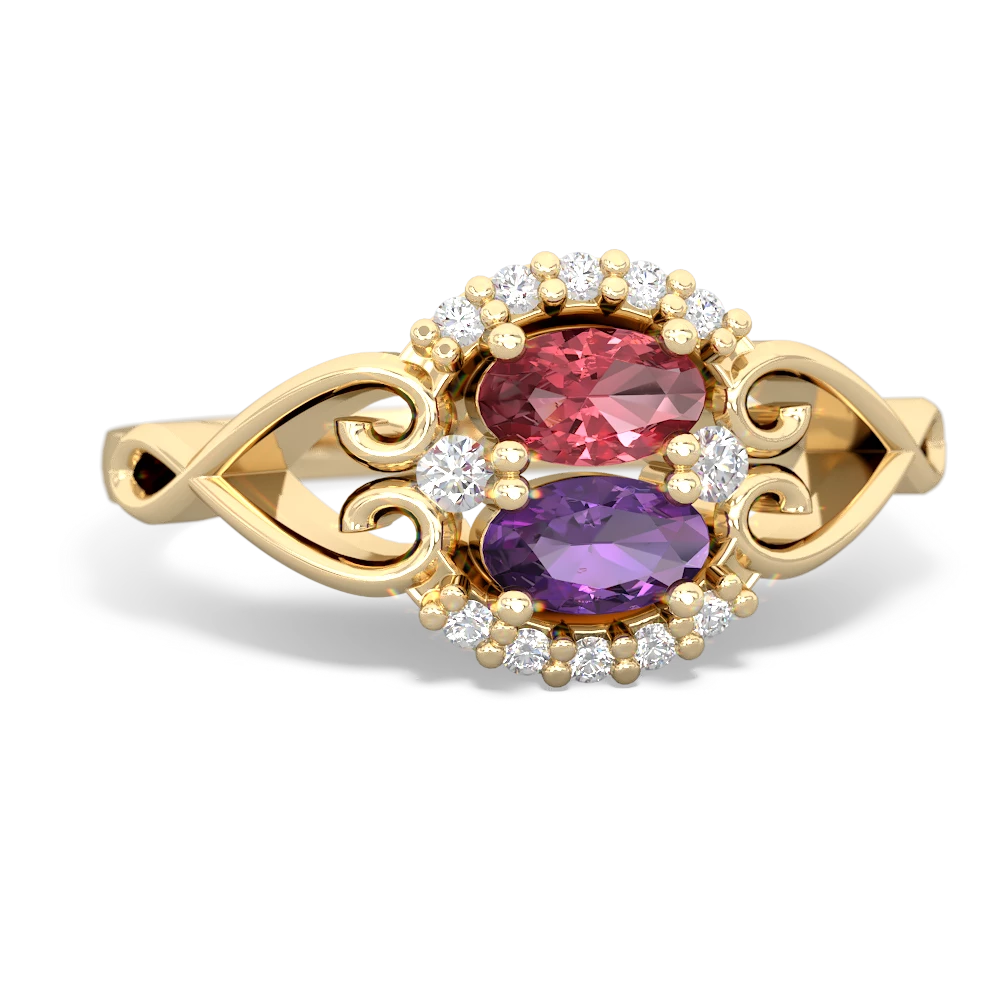 Pink Tourmaline Love Nest 14K Yellow Gold ring R5860