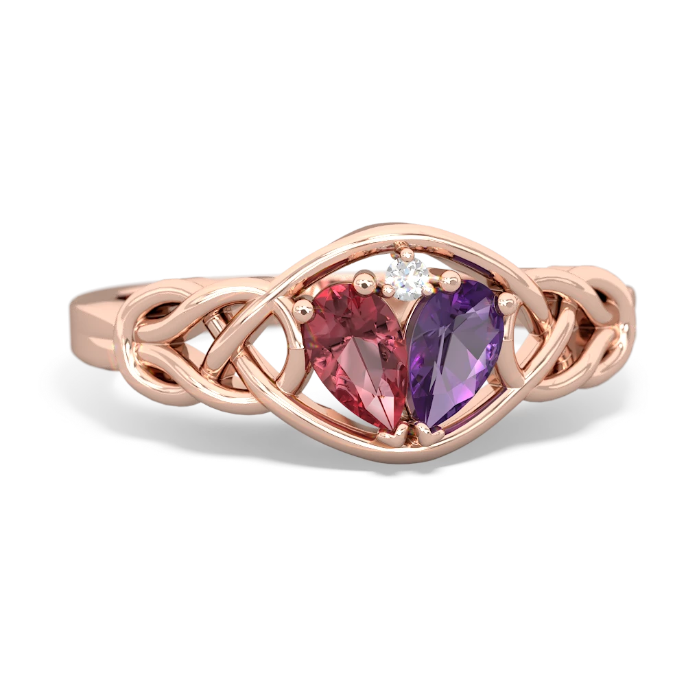 Pink Tourmaline Celtic Love Knot 14K Rose Gold ring R5420