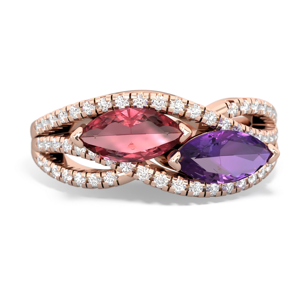 Pink Tourmaline Diamond Rivers 14K Rose Gold ring R3070