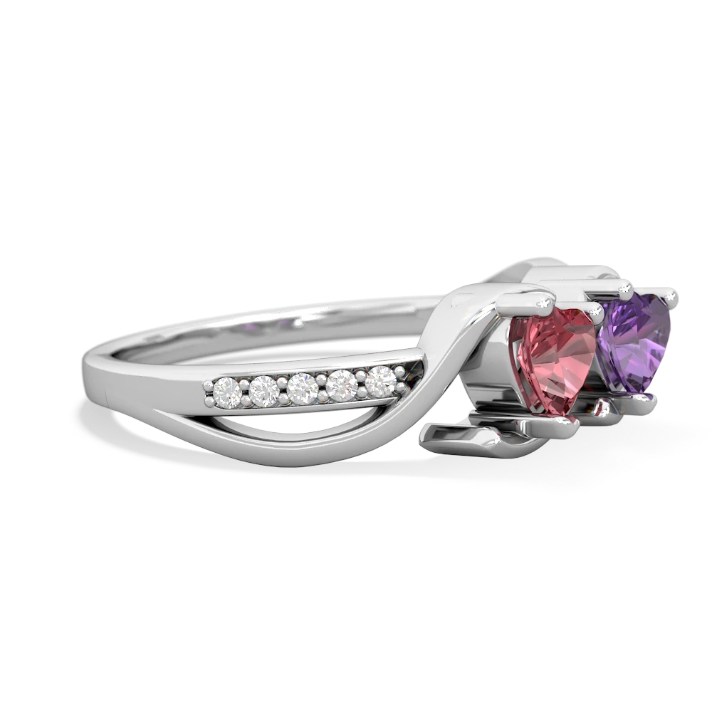 Pink Tourmaline Side By Side 14K White Gold ring R3090