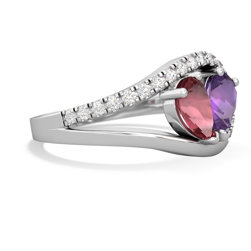 Pink Tourmaline Nestled Heart Keepsake 14K White Gold ring R5650