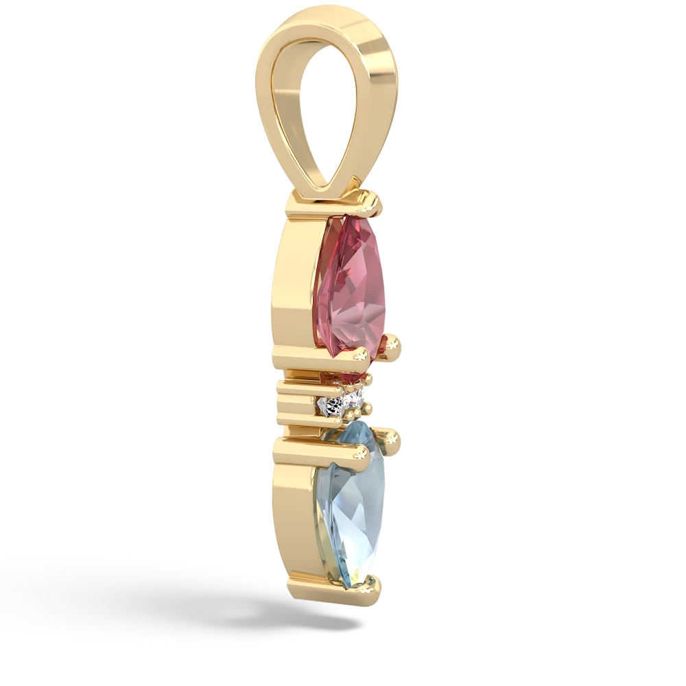 Pink Tourmaline Bowtie Drop 14K Yellow Gold pendant P0865