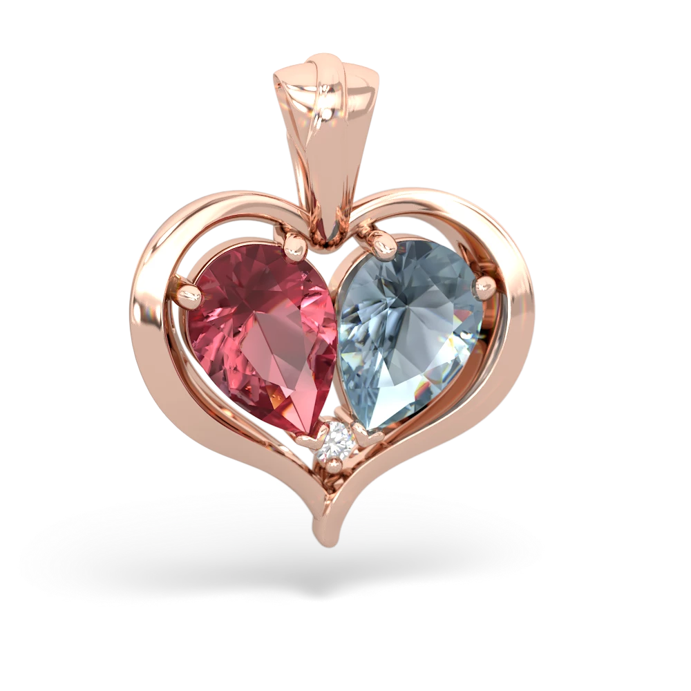 Pink Tourmaline Two Become One 14K Rose Gold pendant P5330