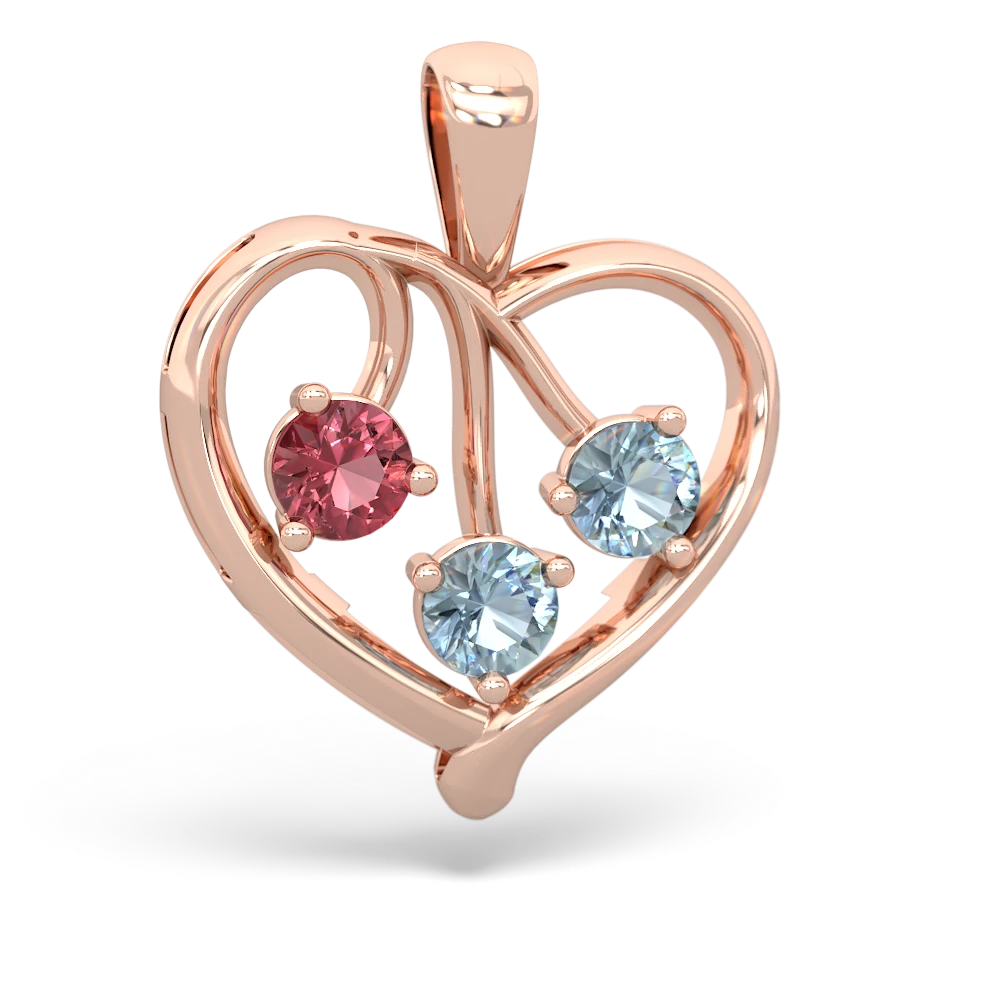 Pink Tourmaline Glowing Heart 14K Rose Gold pendant P2233