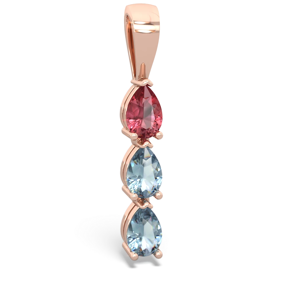 Pink Tourmaline Dew Drops 14K Rose Gold pendant P2251