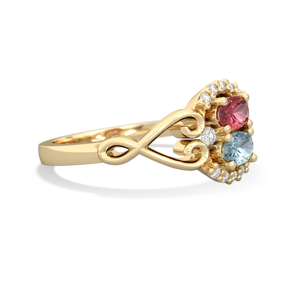 Pink Tourmaline Love Nest 14K Yellow Gold ring R5860