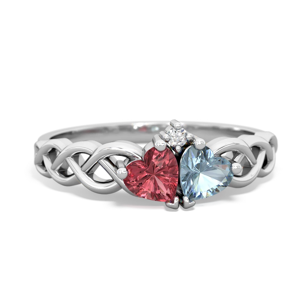 Pink Tourmaline Heart To Heart Braid 14K White Gold ring R5870