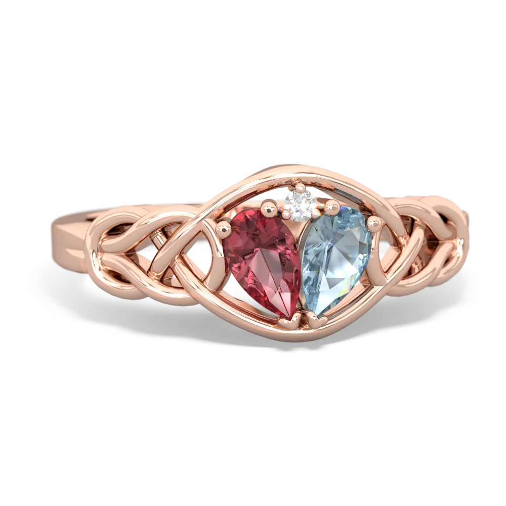 Pink Tourmaline Celtic Love Knot 14K Rose Gold ring R5420