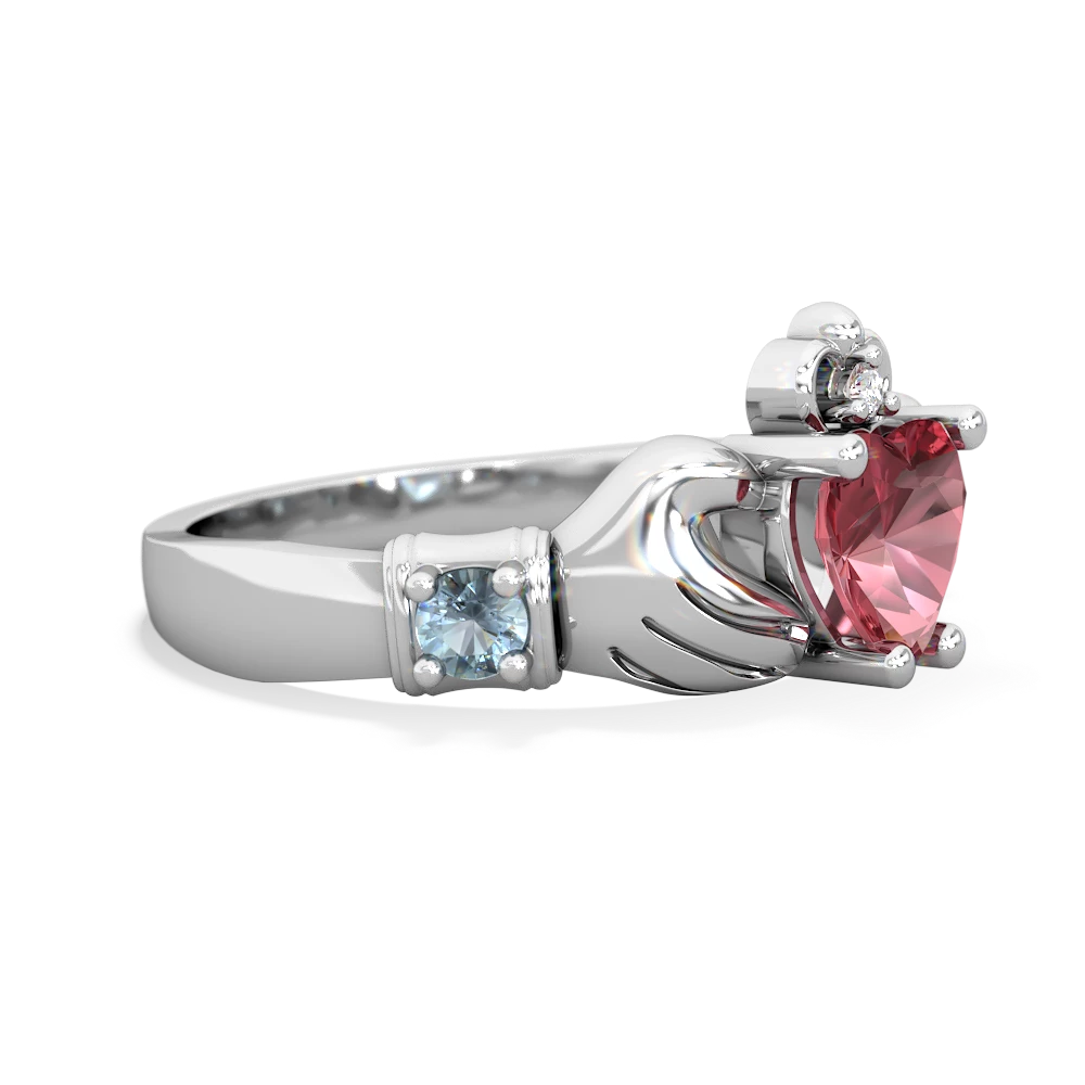 Pink Tourmaline Claddagh Keepsake 14K White Gold ring R5245