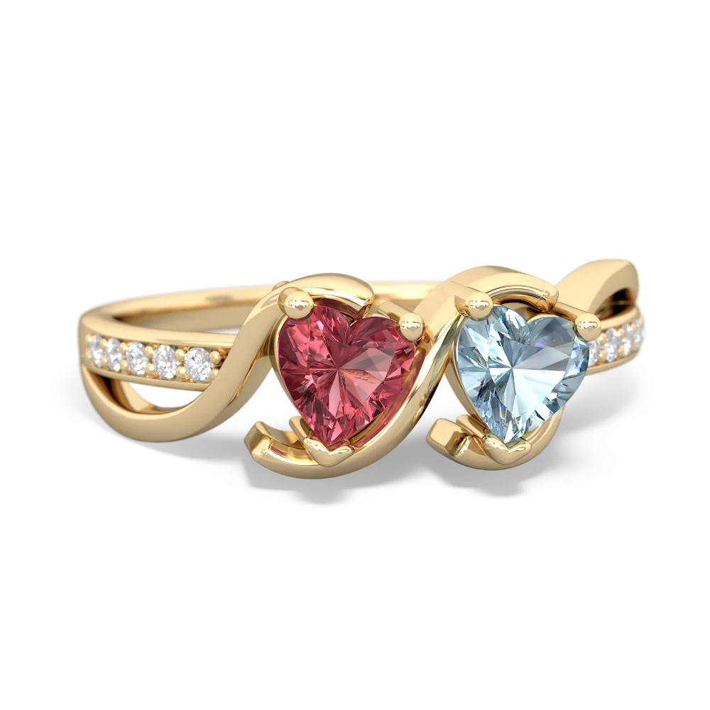 Pink Tourmaline Side By Side 14K Yellow Gold ring R3090