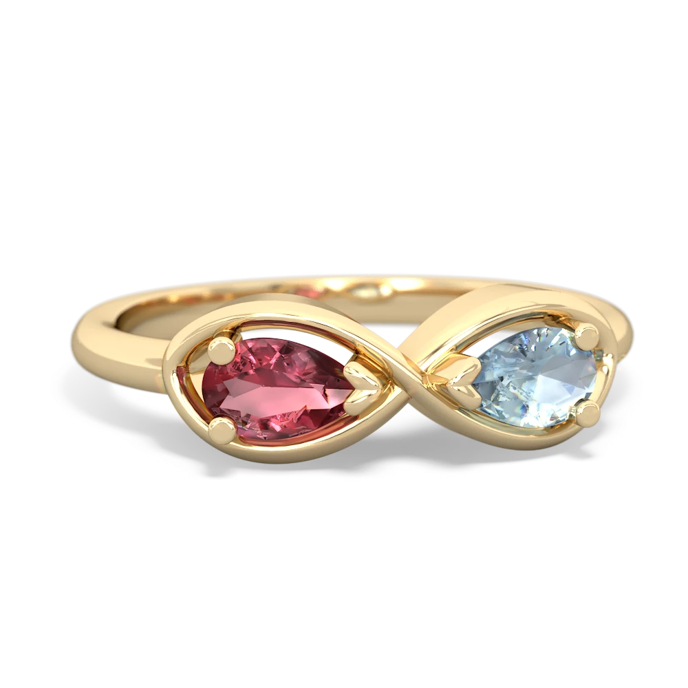 Pink Tourmaline Infinity 14K Yellow Gold ring R5050