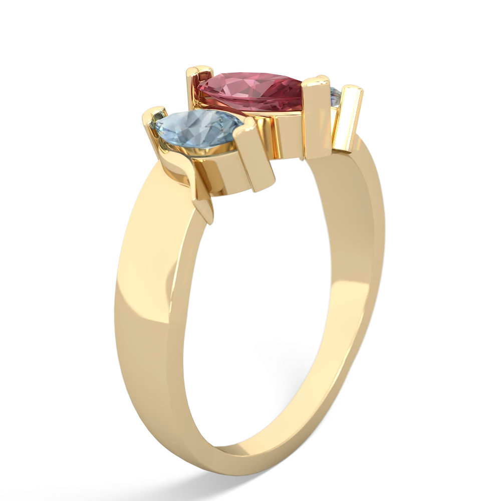 Pink Tourmaline Three Peeks 14K Yellow Gold ring R2433