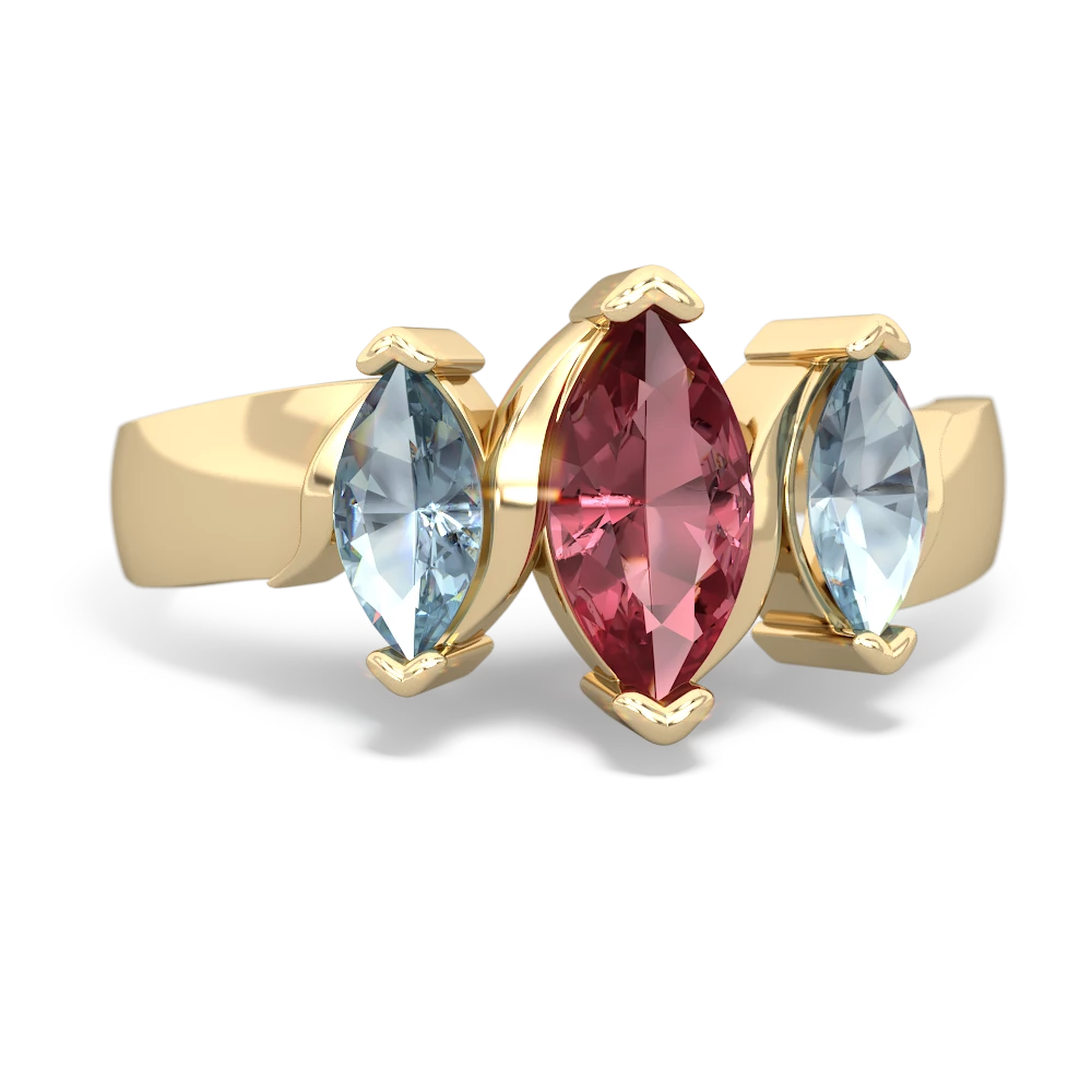 Pink Tourmaline Three Peeks 14K Yellow Gold ring R2433