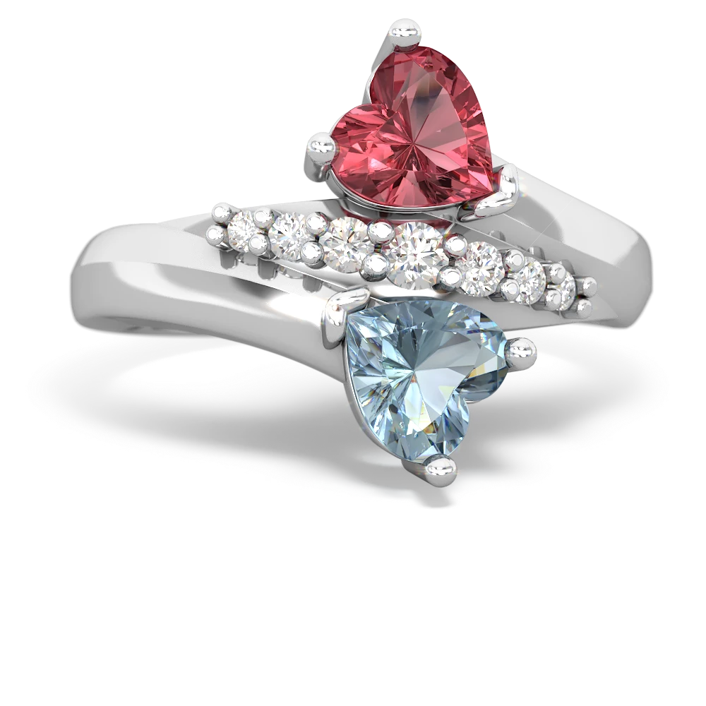 Pink Tourmaline Heart To Heart 14K White Gold ring R2064