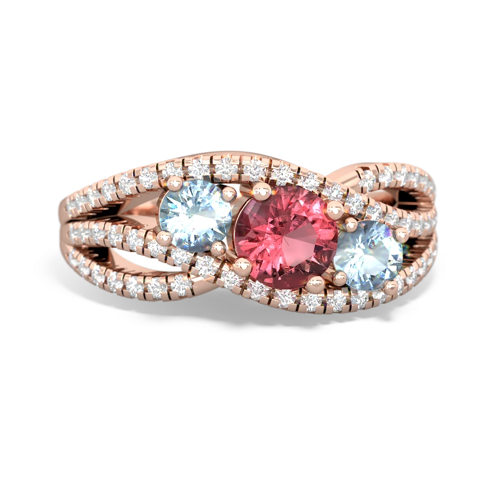 Pink Tourmaline Three Stone Aurora 14K Rose Gold ring R3080