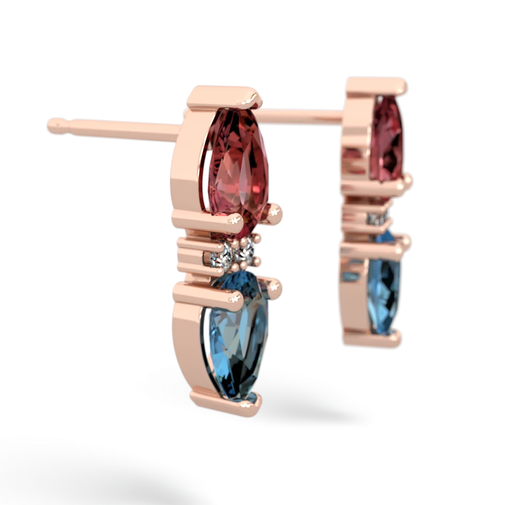 Pink Tourmaline Bowtie Drop 14K Rose Gold earrings E0865