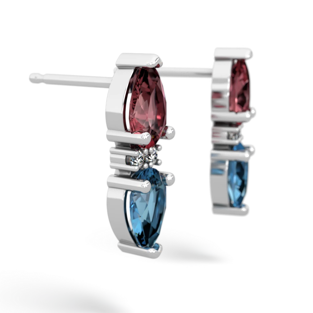 Pink Tourmaline Bowtie Drop 14K White Gold earrings E0865