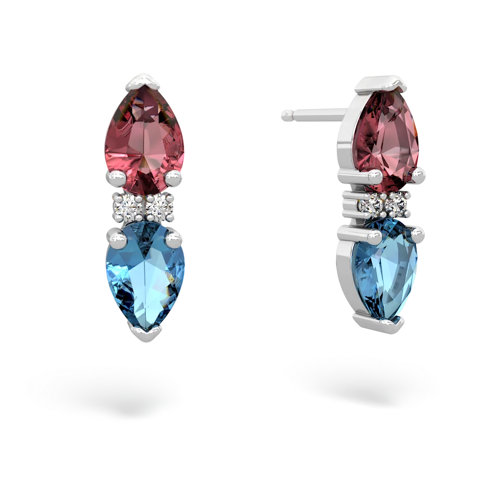 Pink Tourmaline Bowtie Drop 14K White Gold earrings E0865