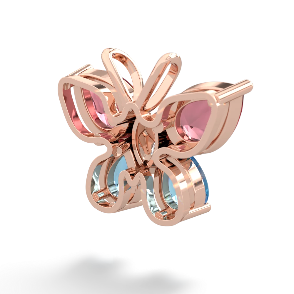 Pink Tourmaline Butterfly 14K Rose Gold pendant P2215