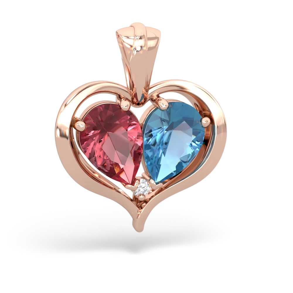 Pink Tourmaline Two Become One 14K Rose Gold pendant P5330