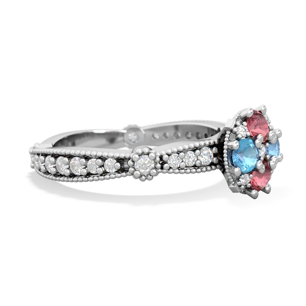 Pink Tourmaline Sparkling Tiara Cluster 14K White Gold ring R26293RD