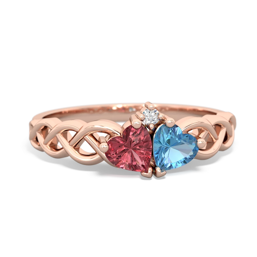 Pink Tourmaline Heart To Heart Braid 14K Rose Gold ring R5870