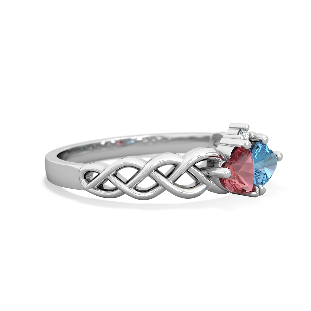 Pink Tourmaline Heart To Heart Braid 14K White Gold ring R5870