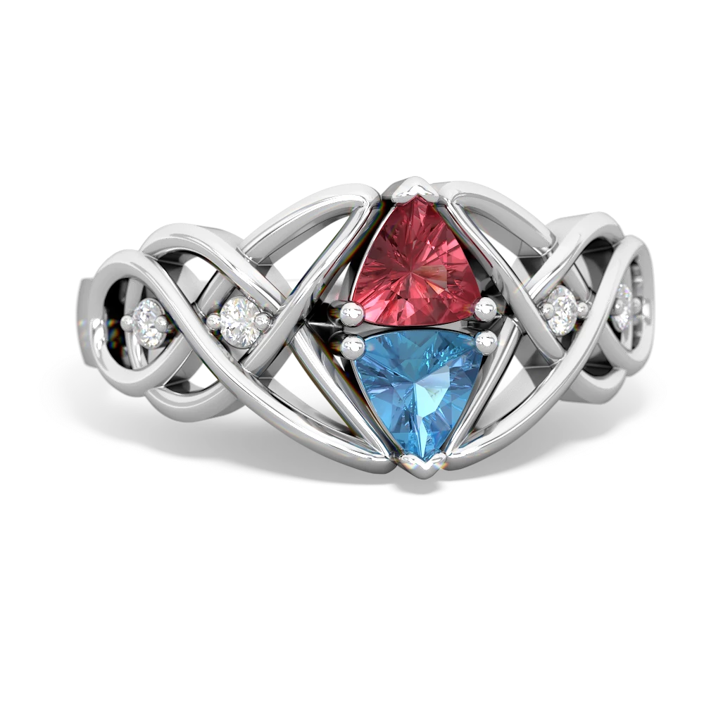 Pink Tourmaline Keepsake Celtic Knot 14K White Gold ring R5300