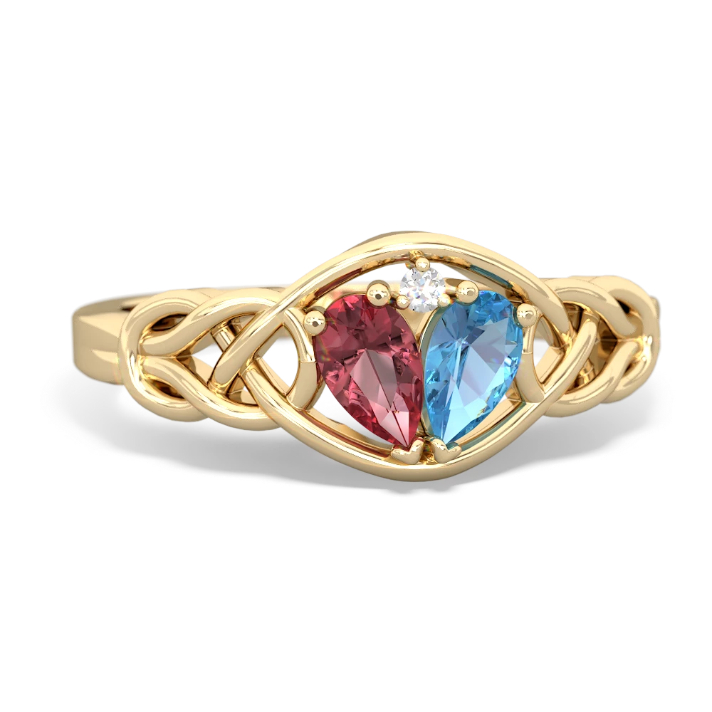 Pink Tourmaline Celtic Love Knot 14K Yellow Gold ring R5420