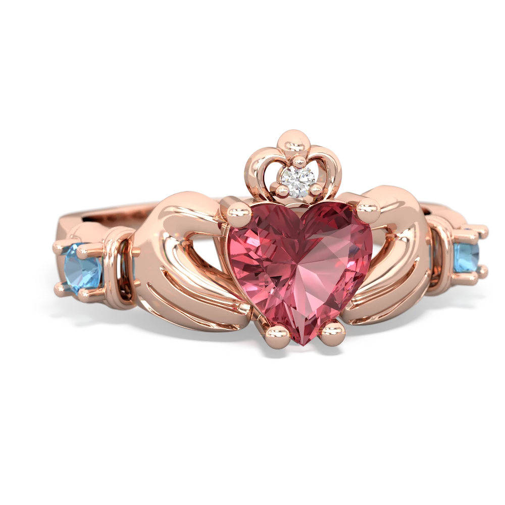 Pink Tourmaline Claddagh Keepsake 14K Rose Gold ring R5245