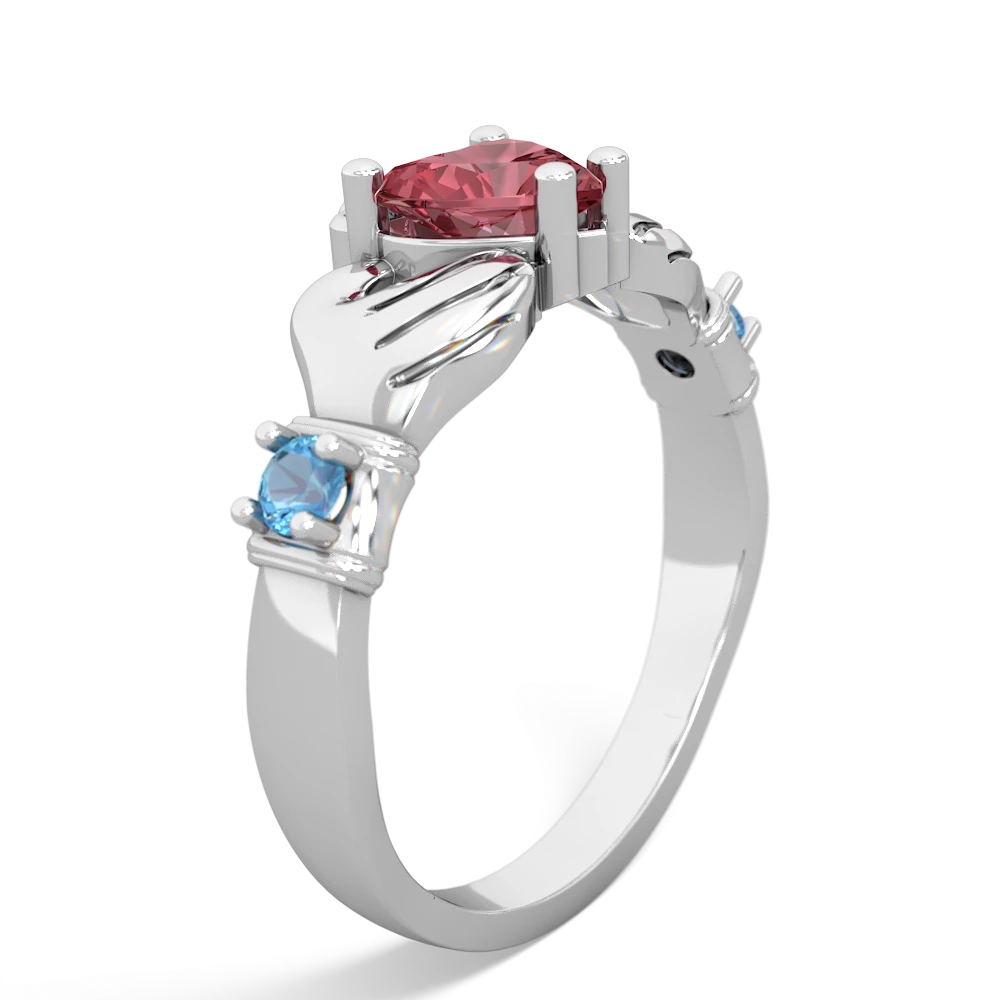 Pink Tourmaline Claddagh Keepsake 14K White Gold ring R5245