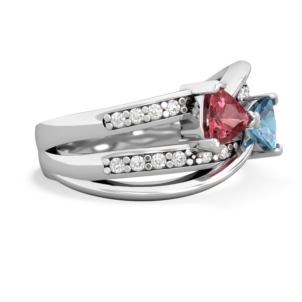 Pink Tourmaline Bowtie 14K White Gold ring R2360