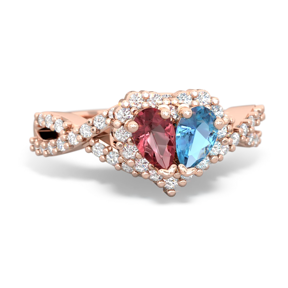 Pink Tourmaline Diamond Twist 'One Heart' 14K Rose Gold ring R2640HRT