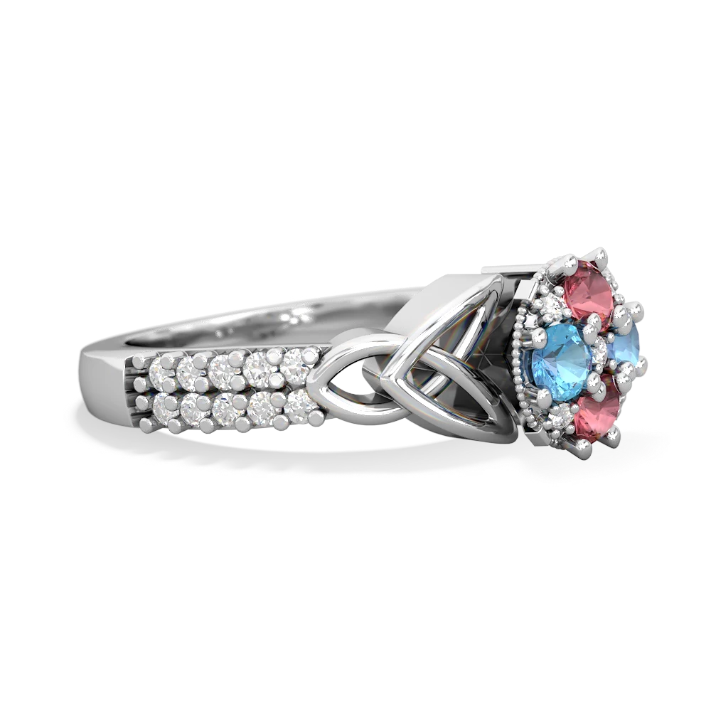 Pink Tourmaline Celtic Knot Cluster Engagement 14K White Gold ring R26443RD