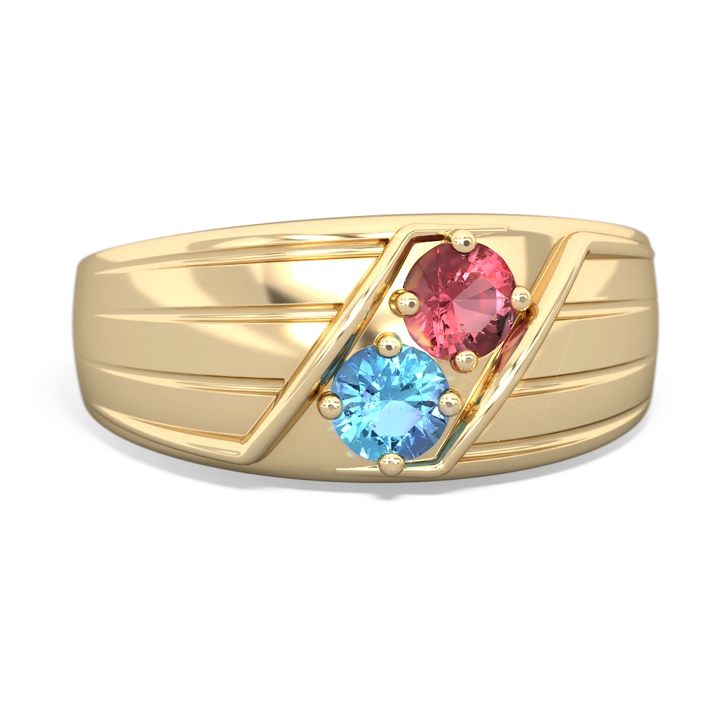 Pink Tourmaline Men's Streamline 14K Yellow Gold ring R0460