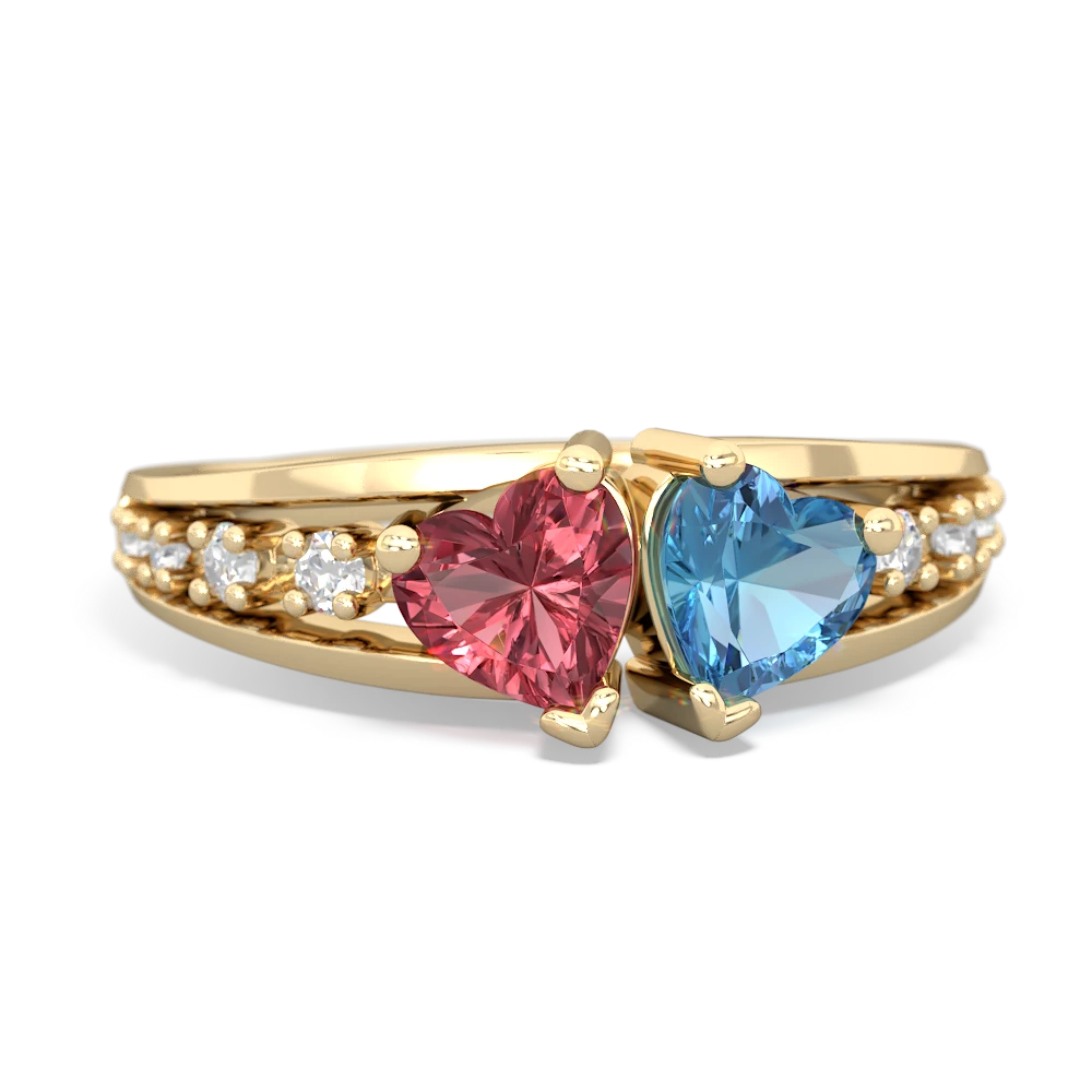 Pink Tourmaline Heart To Heart 14K Yellow Gold ring R3342