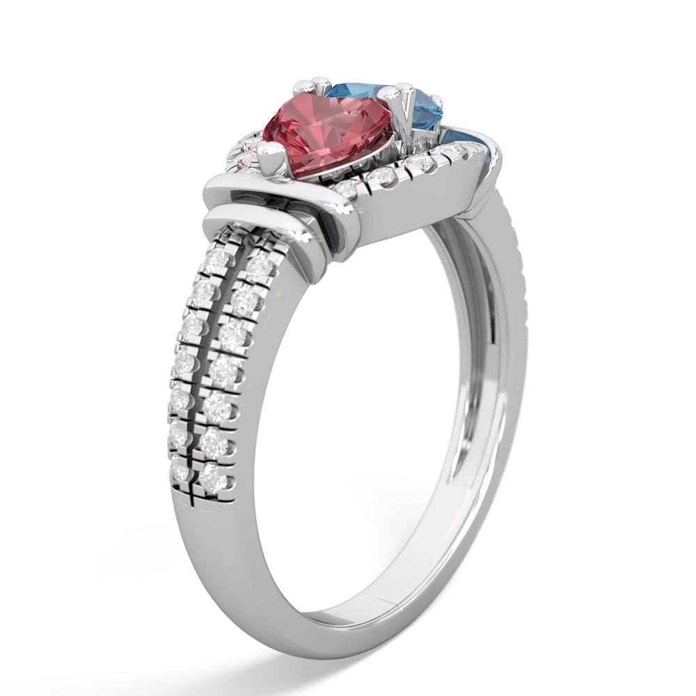 Pink Tourmaline Art-Deco Keepsake 14K White Gold ring R5630