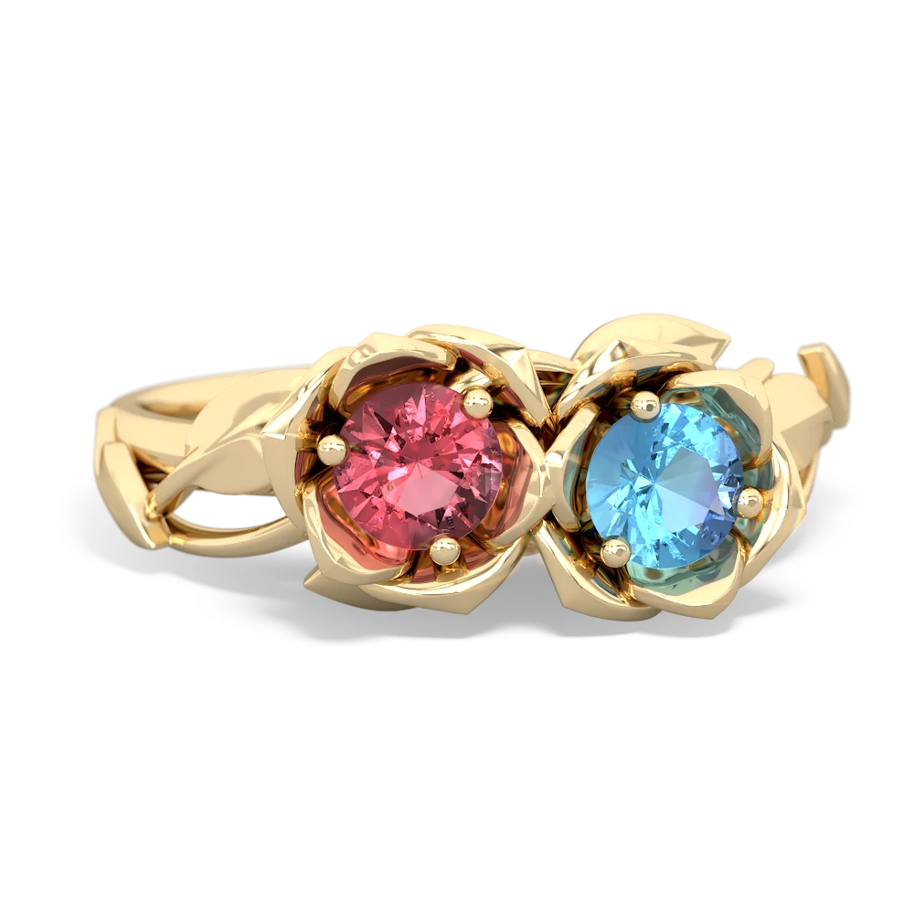 Pink Tourmaline Rose Garden 14K Yellow Gold ring R5510